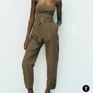Army green Zara jumpsuit